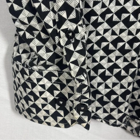 Barabas Button Down Black White Geometric Long Sleeve Shirt Men’s Sz. M - Picture 3 of 6